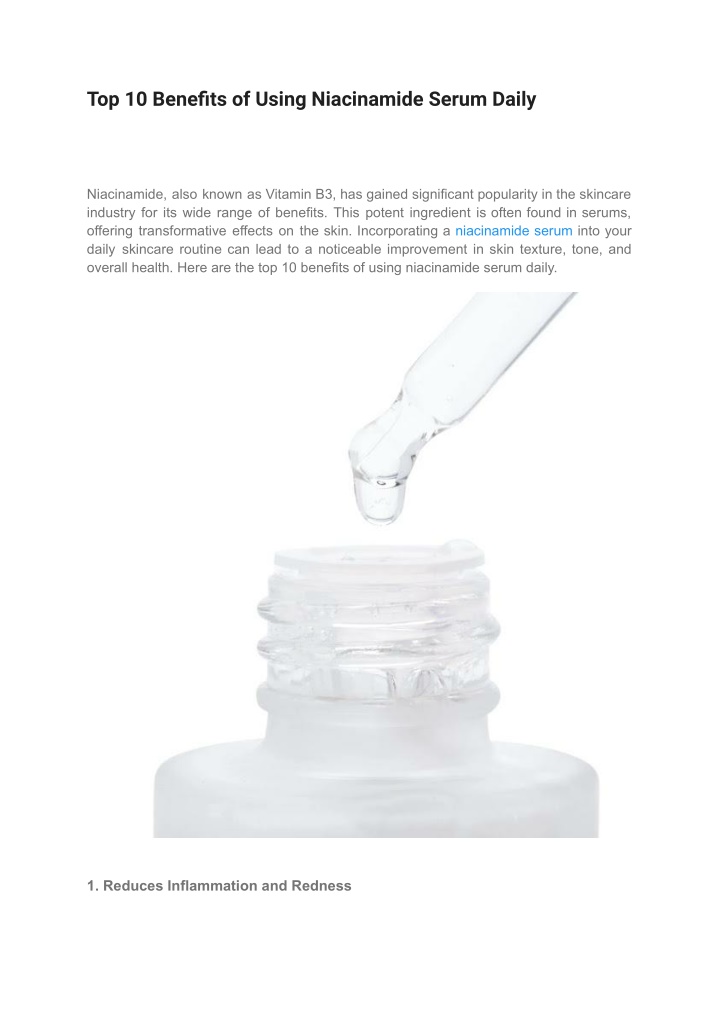 top 10 benefits of using niacinamide serum daily n.w