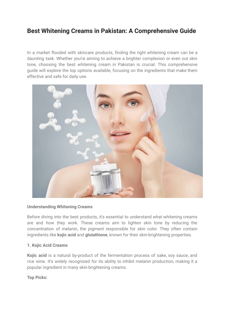 best whitening creams in pakistan a comprehensive n.w