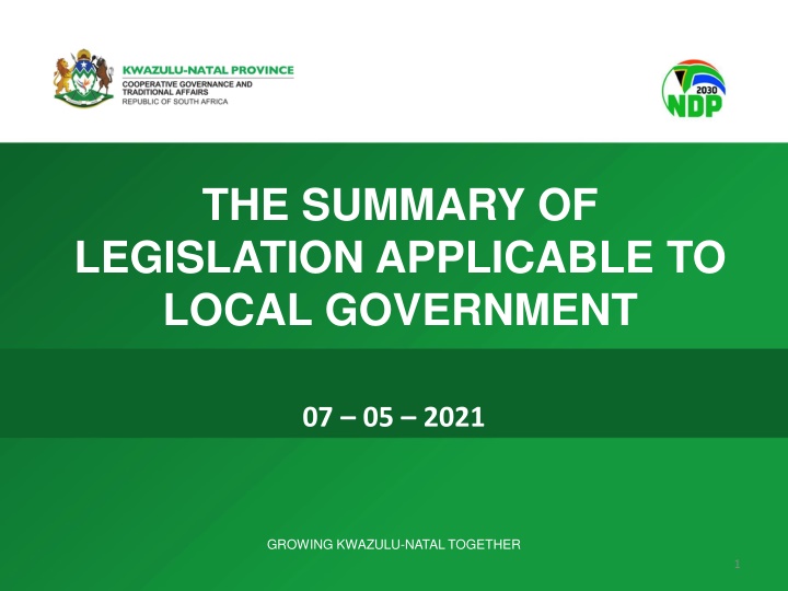 Overview of Local Government Legislation in KwaZulu-Natal