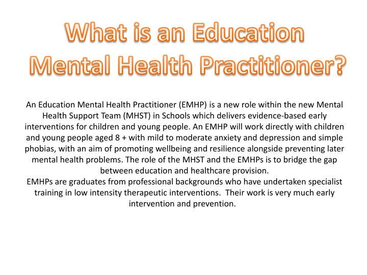 Introduction to Education Mental Health Practitioners in Schools