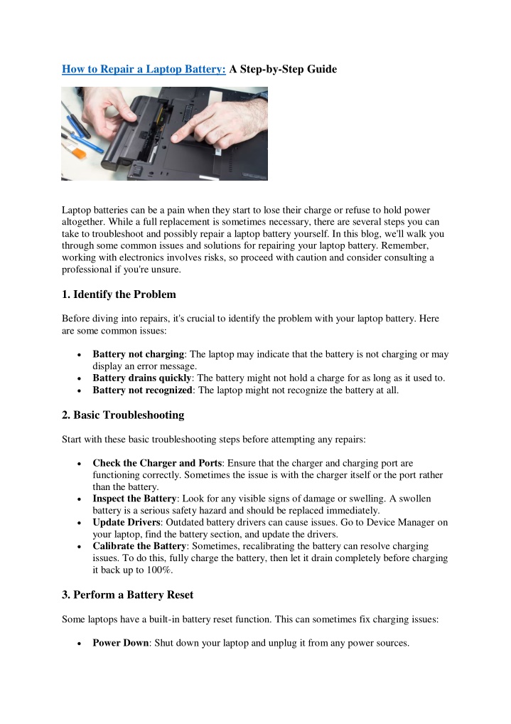 how to repair a laptop battery a step by step n.w