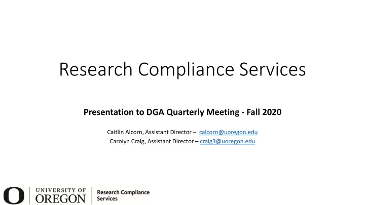 Research Compliance Services Updates - Fall 2020