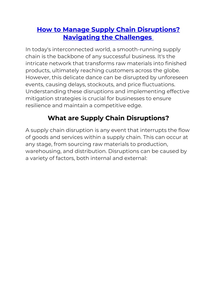 how to manage supply chain disruptions navigating n.w