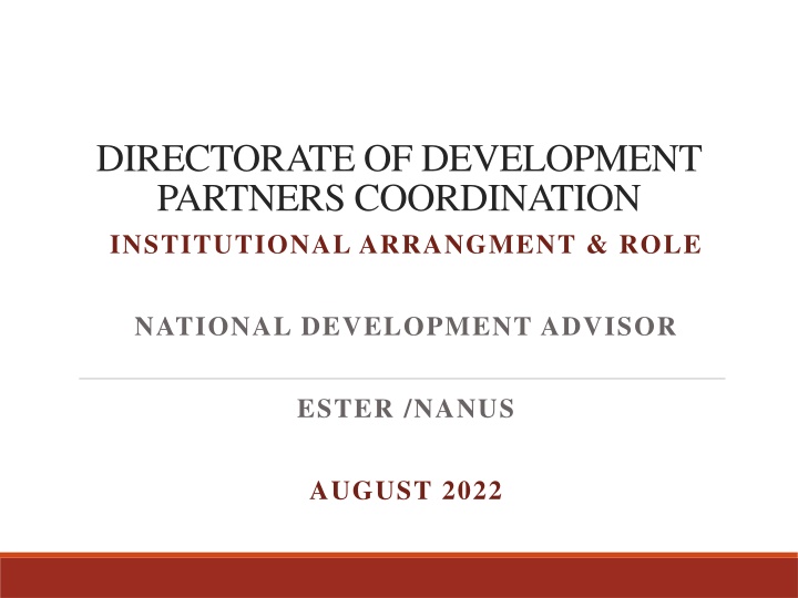 Directorate of Development Partners Coordination and Role of National Development Advisor