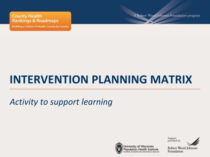 Intervention Planning Matrix for Enhanced Learning Support