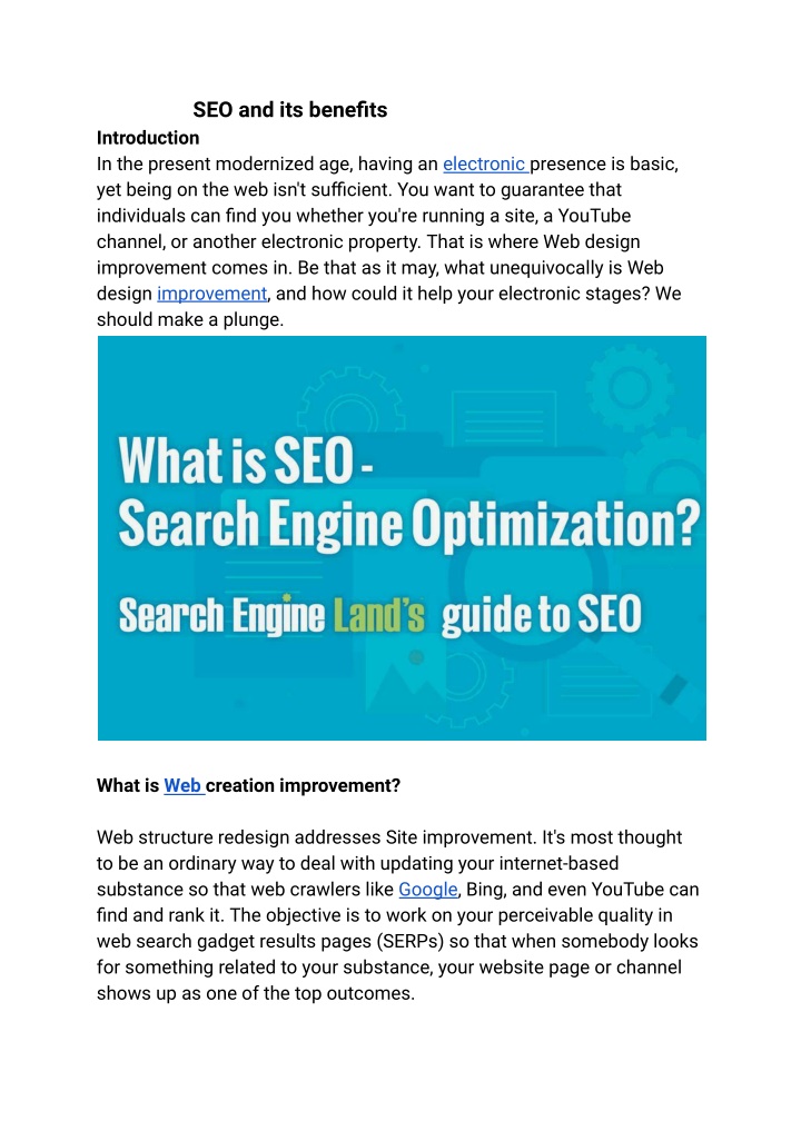 seo and its benefits introduction in the present n.w