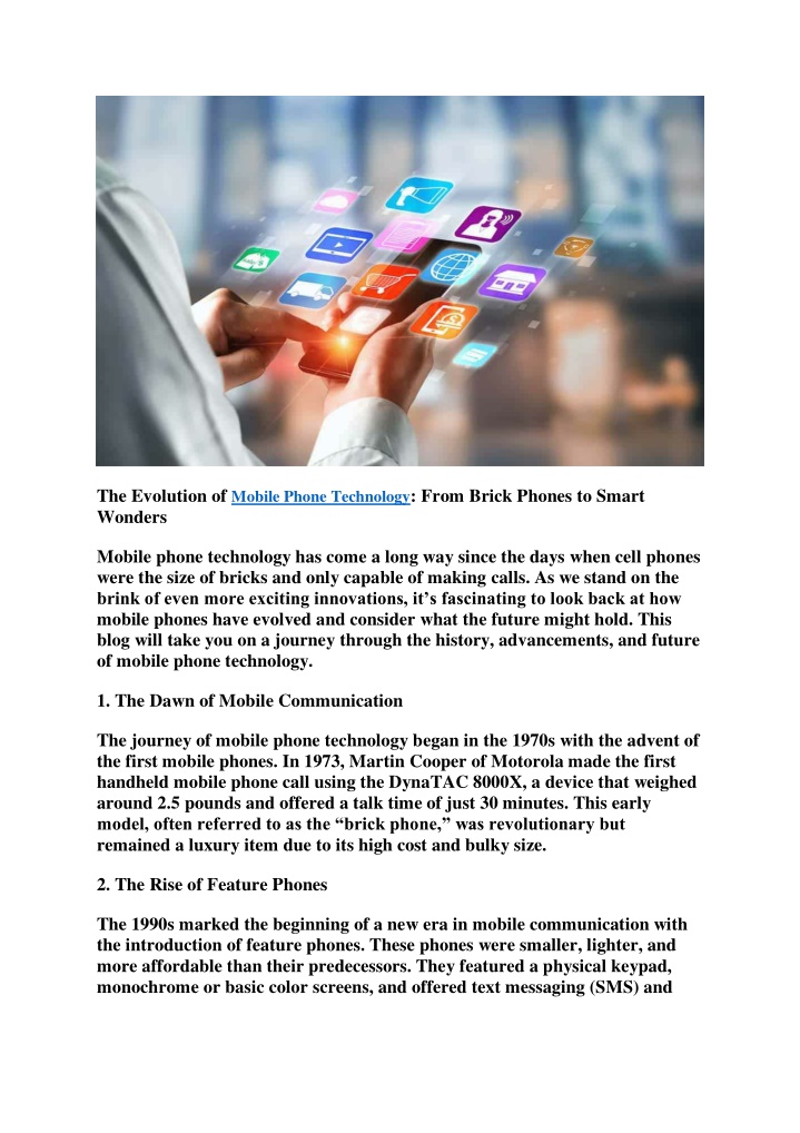 the evolution of mobile phone technology from n.w