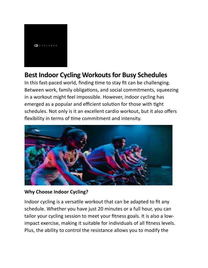 best indoor cycling workouts for busy schedules n.w