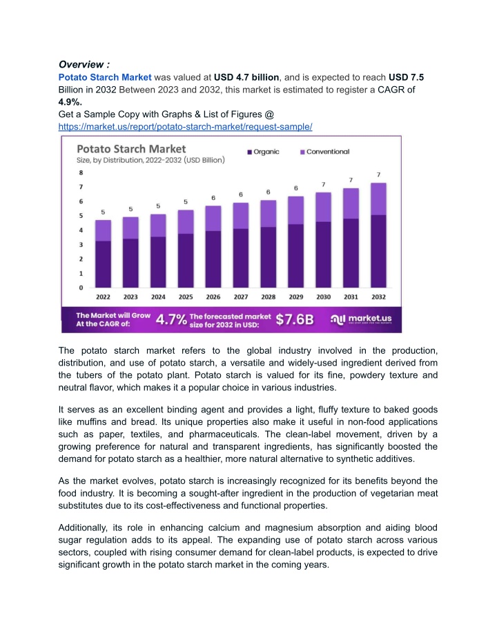 overview potato starch market was valued n.w
