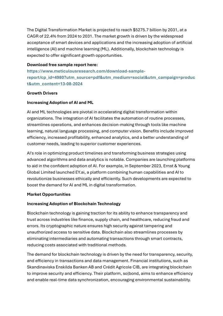 the digital transformation market is projected n.w