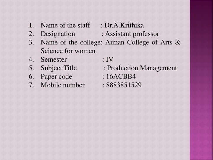 Production Management in the Context of Manufacturing