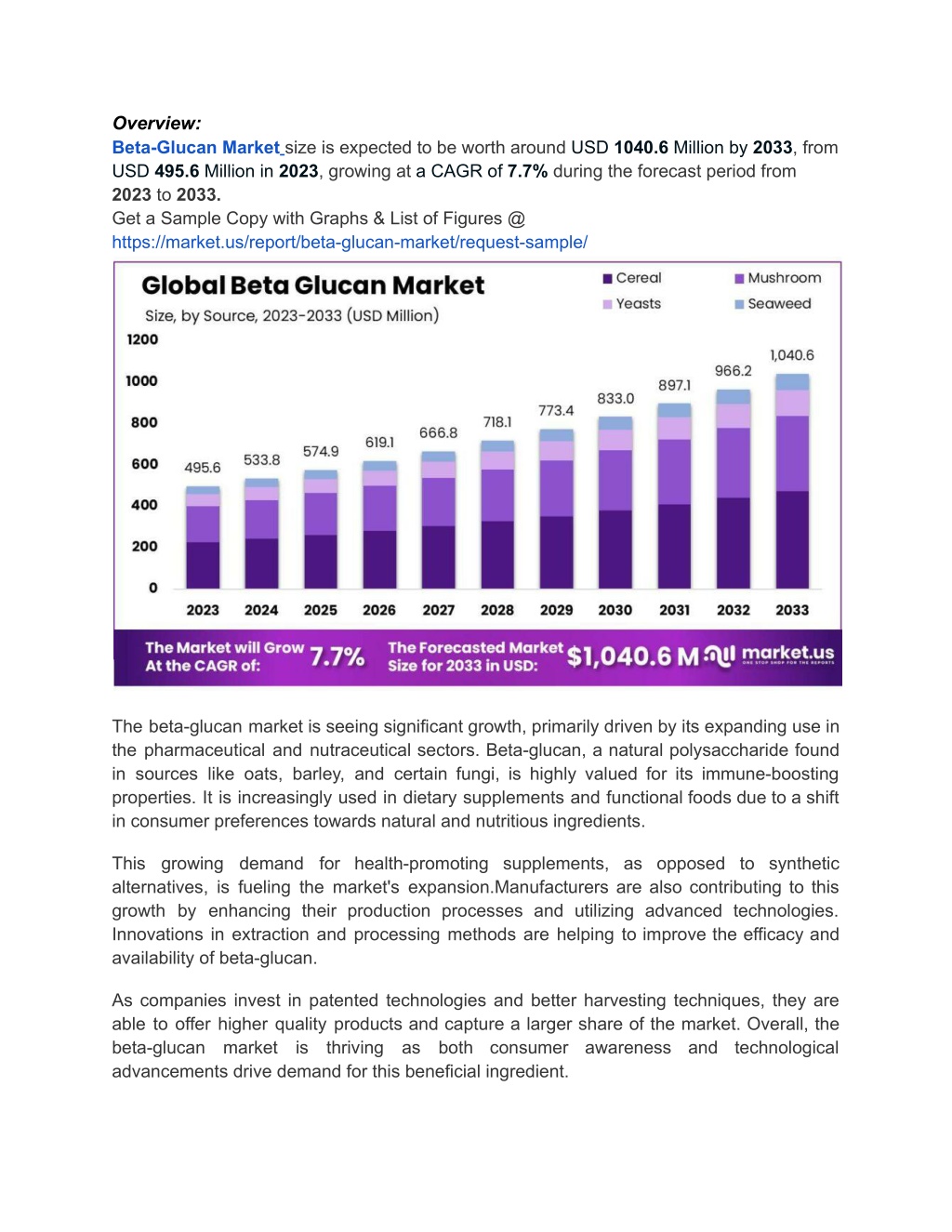 overview beta glucan market size is expected l.w