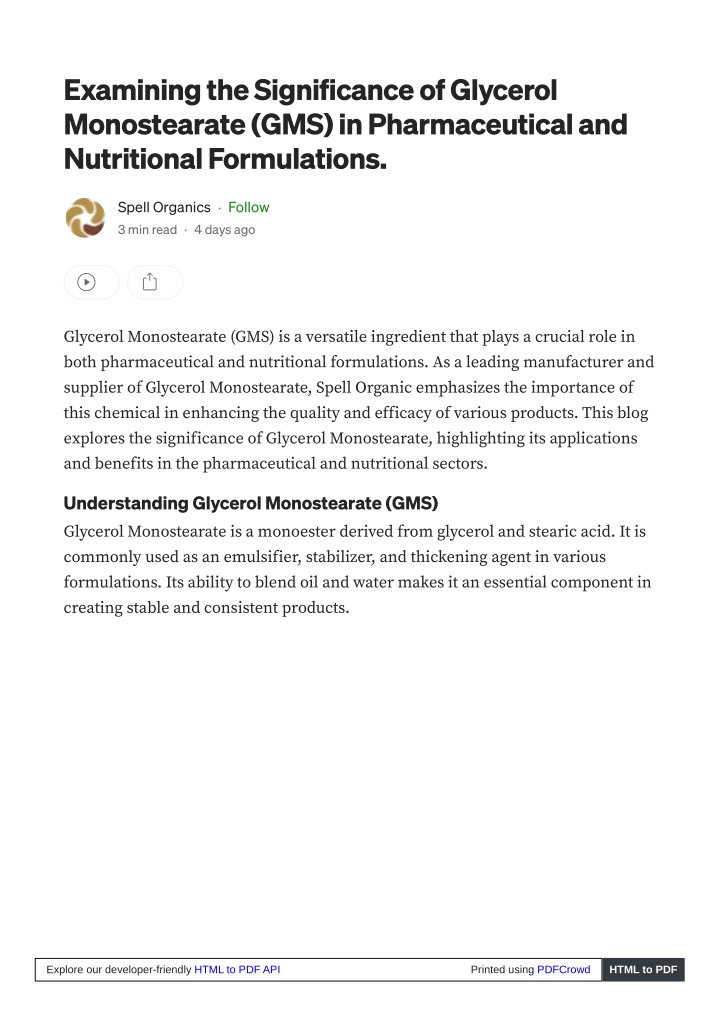 examining the significance of glycerol n.w