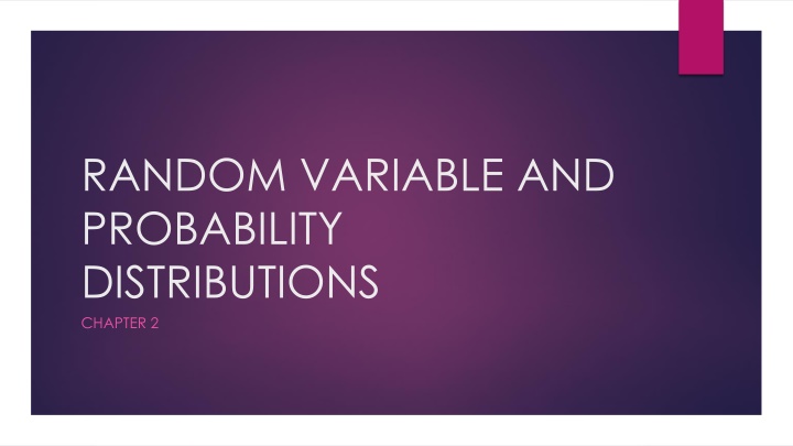 Random Variables and Probability Distributions