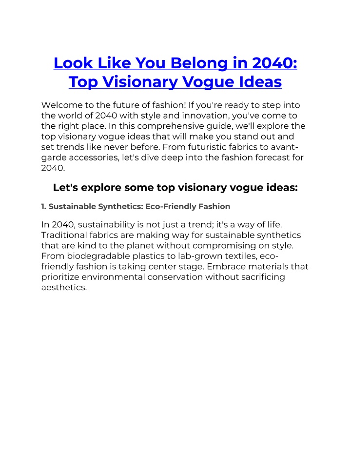 look like you belong in 2040 top visionary vogue n.w