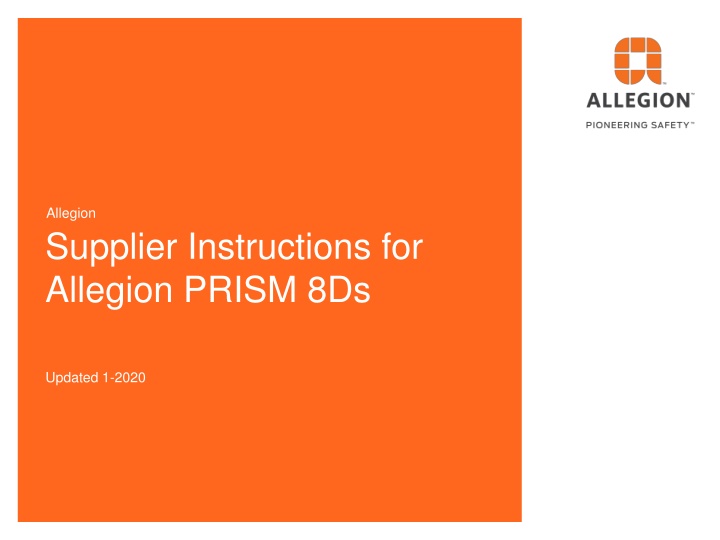 Allegion PRISM Supplier Instructions Overview