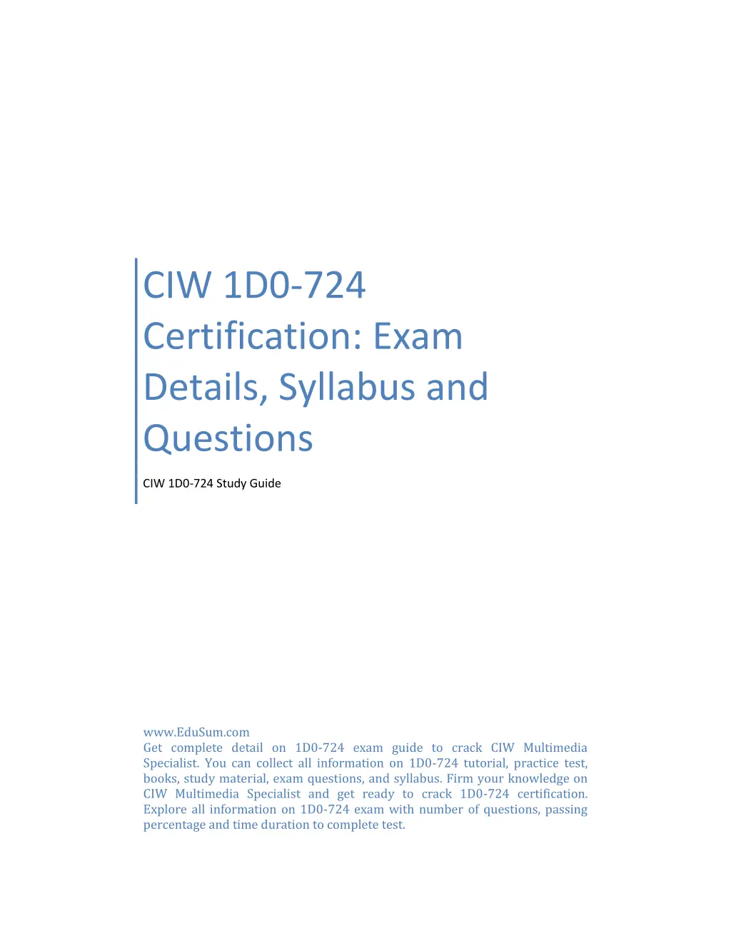ciw 1d0 724 certification exam details syllabus n.