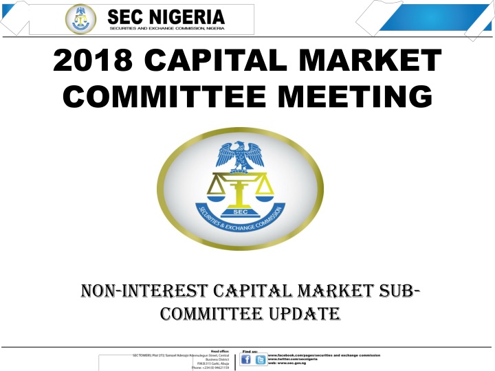 2018 Capital Market Committee Meeting Update on Non-Interest Capital Market Products and Developments