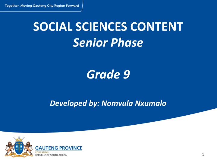 Development in Social Sciences - Grade 9 Curriculum