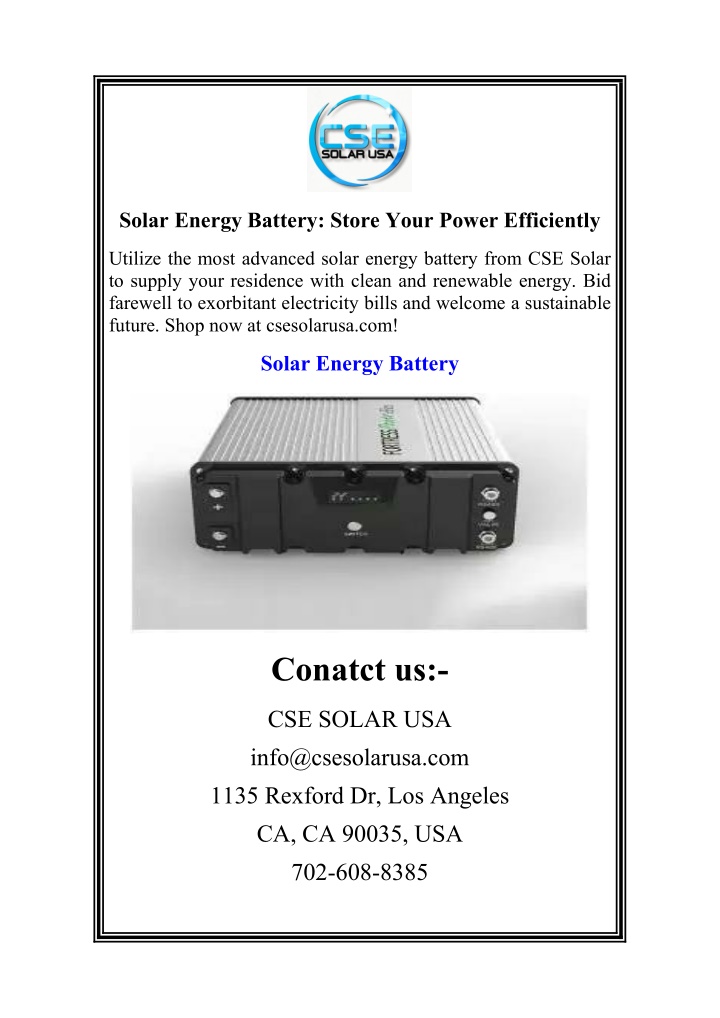 solar energy battery store your power efficiently n.w