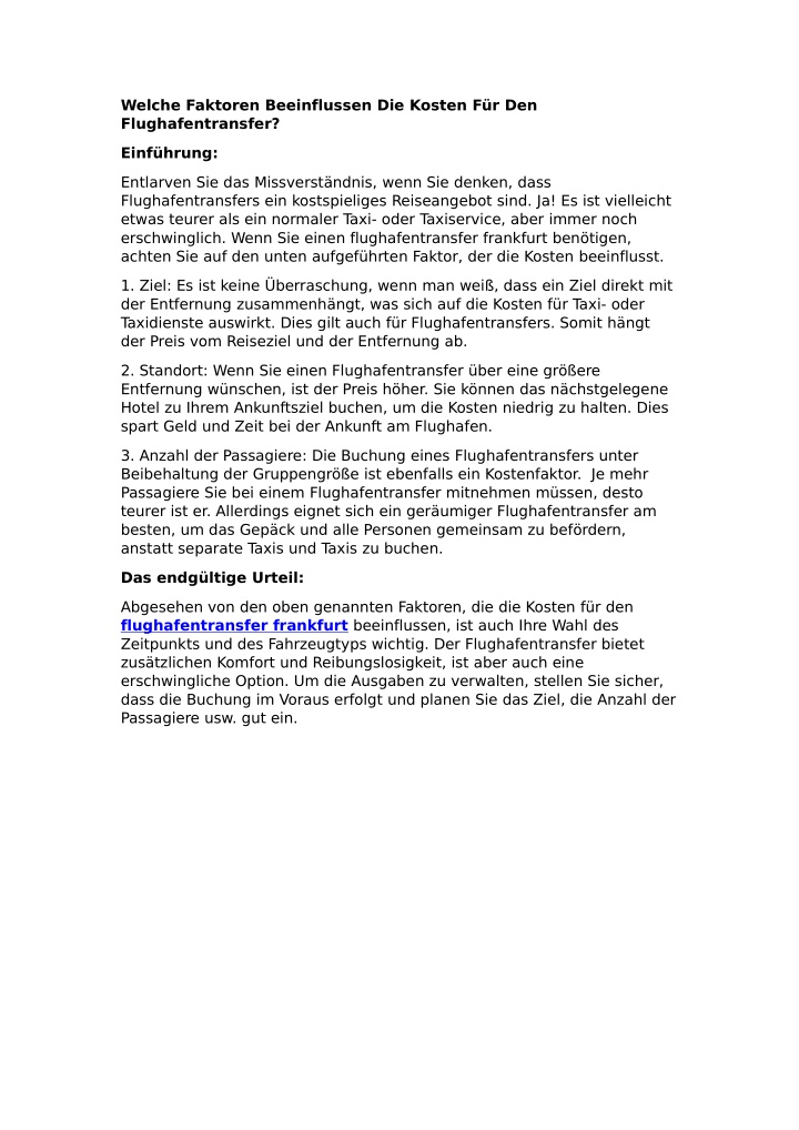 welche faktoren beeinflussen die kosten n.w