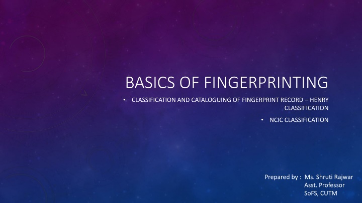 Overview of Fingerprint Classification and Cataloguing Methods