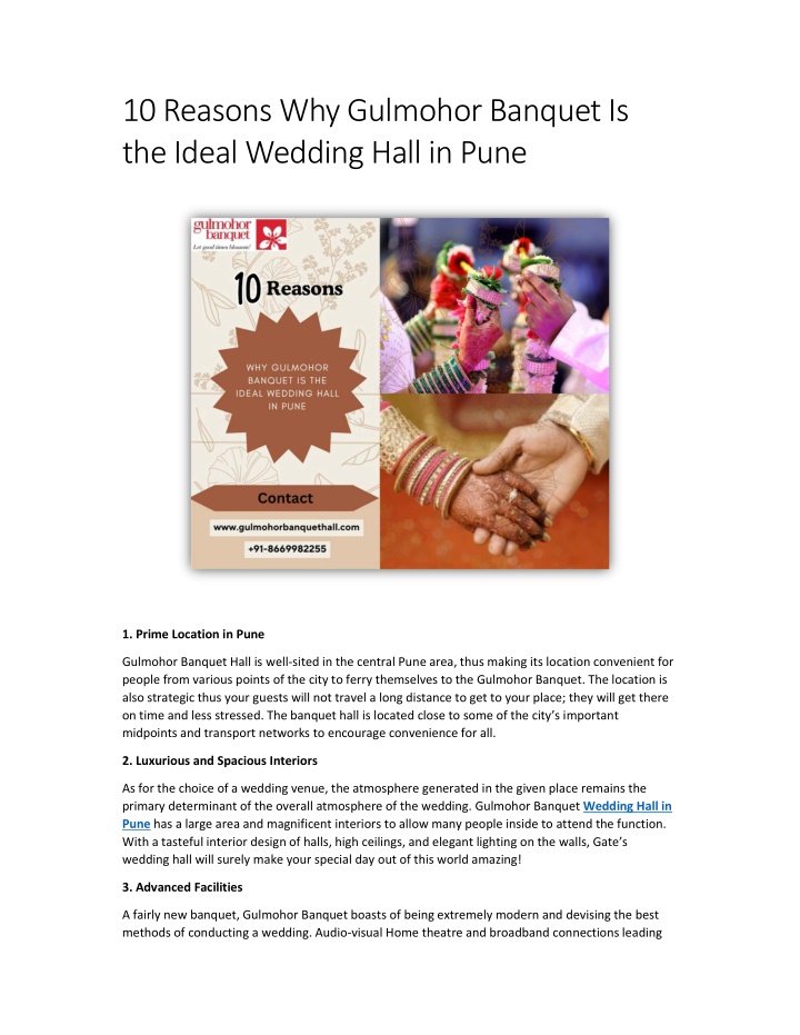 10 reasons why gulmohor banquet is the ideal n.w