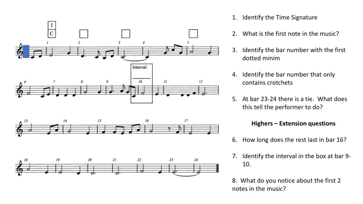 Music Notation Analysis Questions and Answers