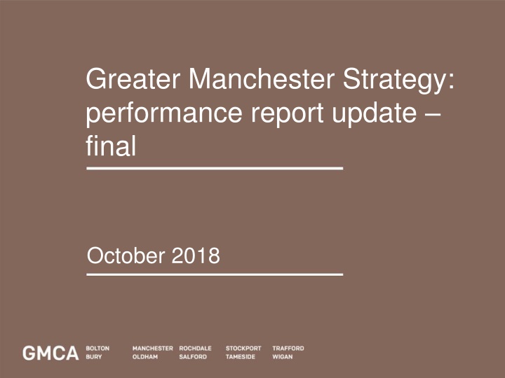Greater Manchester Strategy Performance Update October 2018