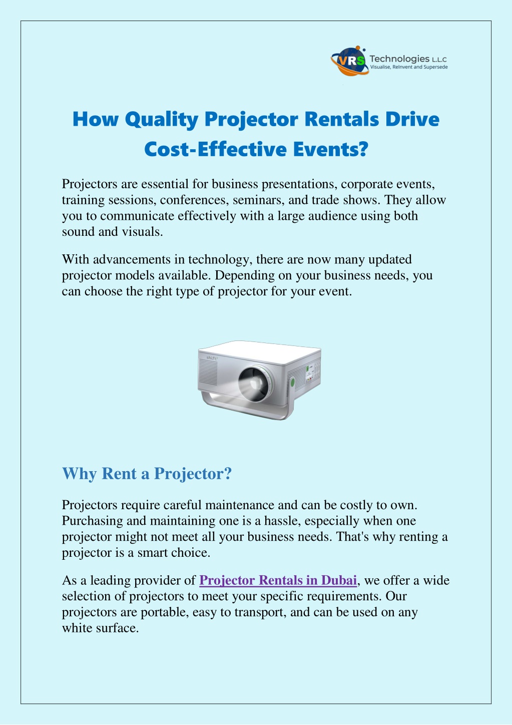 how quality projector rentals drive cost l.w