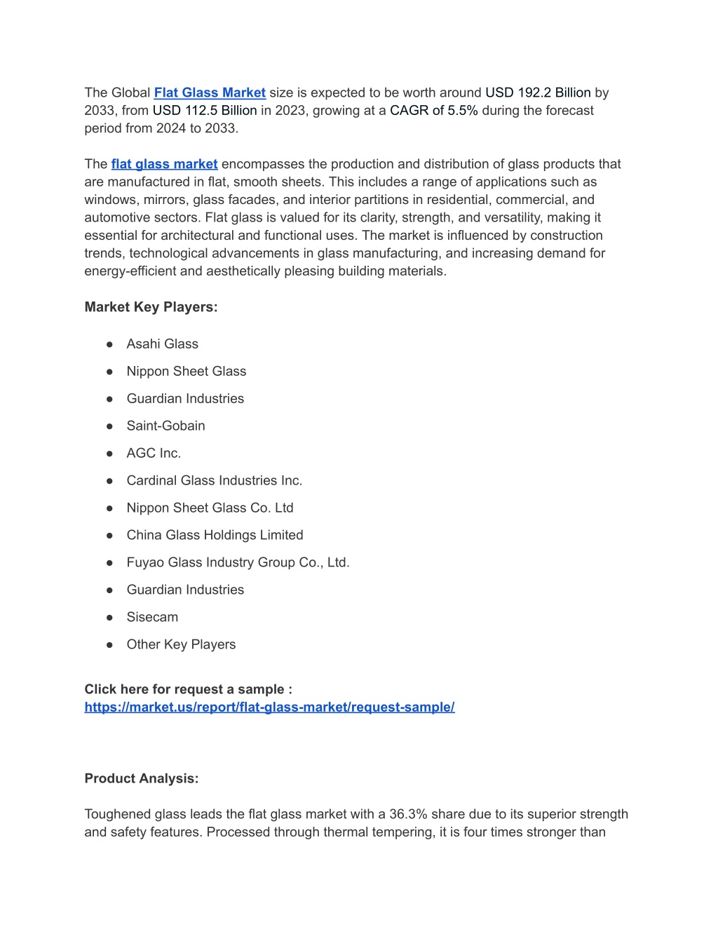 the global flat glass market size is expected l.w