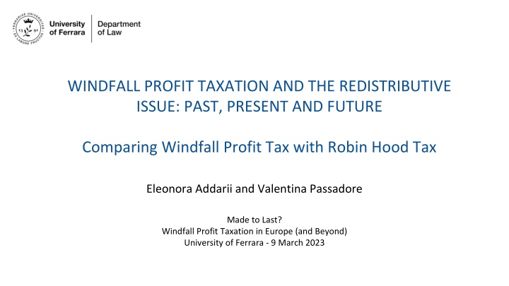 Windfall Profit Taxation: Past, Present, and Future