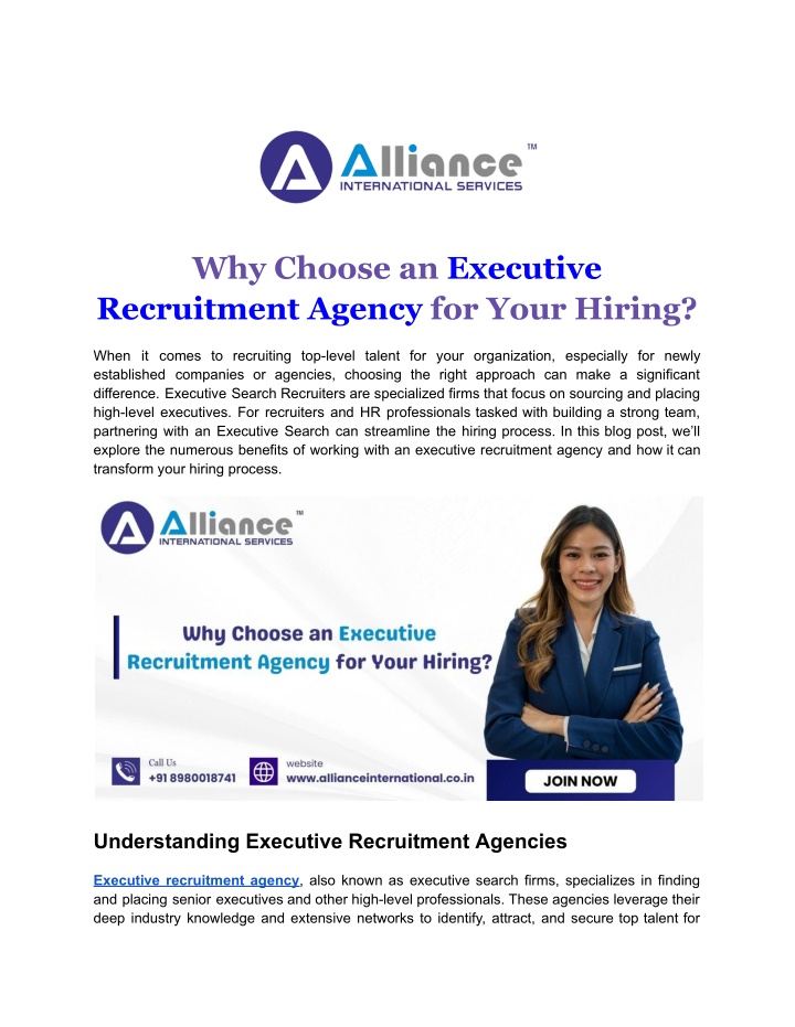 why choose an executive recruitment agency n.w