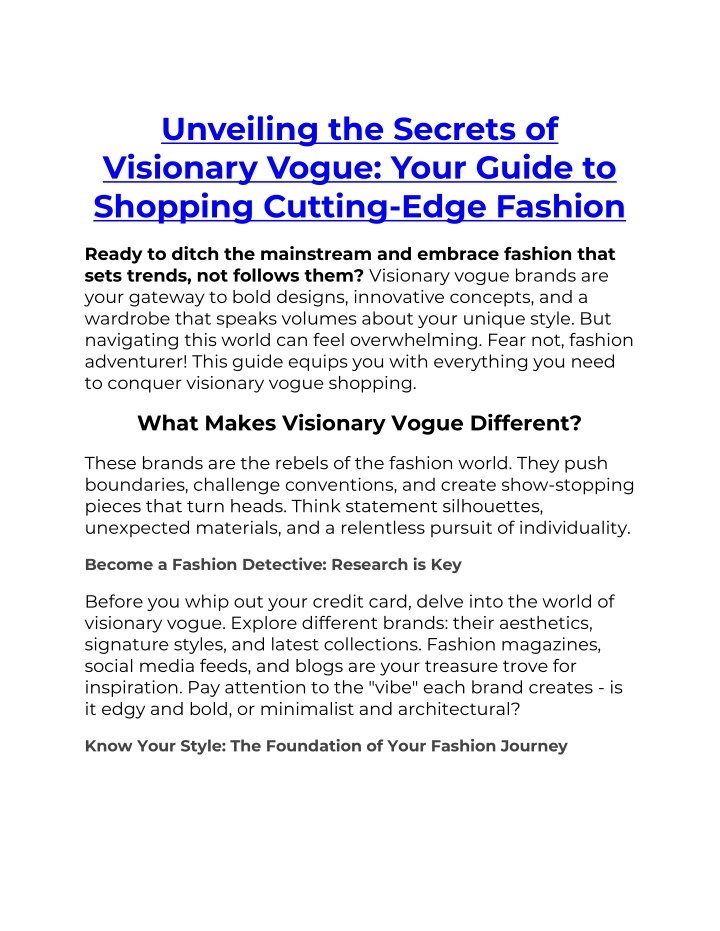 unveiling the secrets of visionary vogue your n.w
