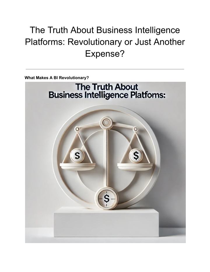 the truth about business intelligence platforms n.w