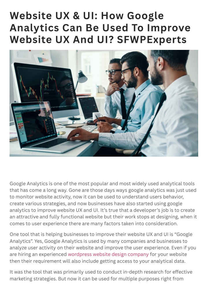 website ux ui how google analytics can be used n.w