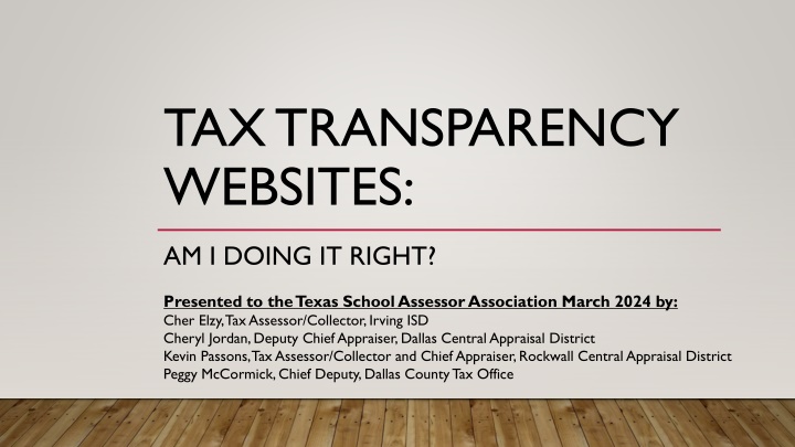 Tax Transparency Websites: Best Practices for Texas School Assessors