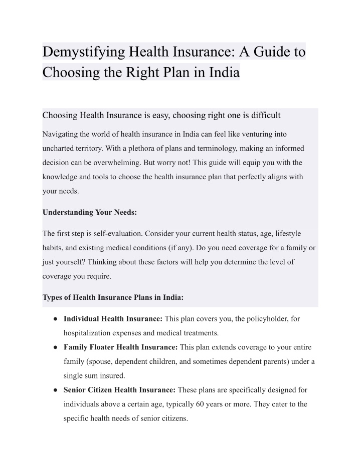 demystifying health insurance a guide to choosing n.w