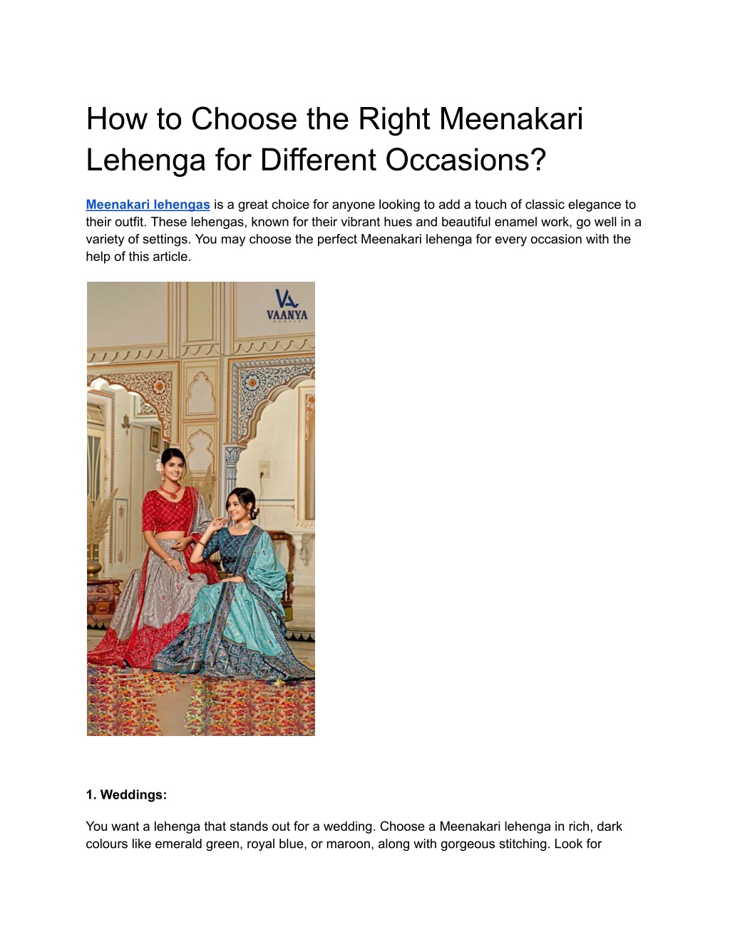 how to choose the right meenakari lehenga l.w