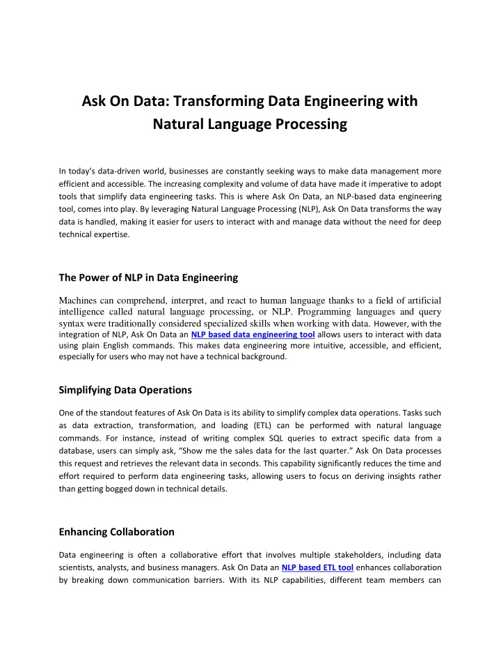 ask on data transforming data engineering with n.w