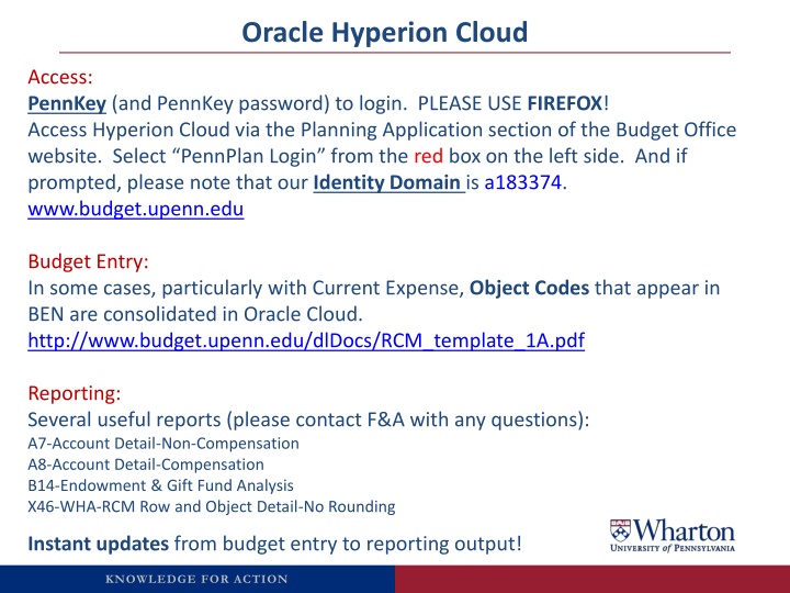 Access Hyperion Cloud for Budget Management
