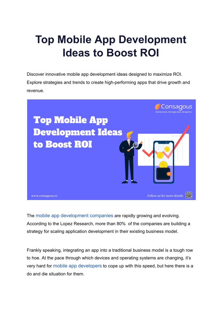 top mobile app development ideas to boost roi n.w
