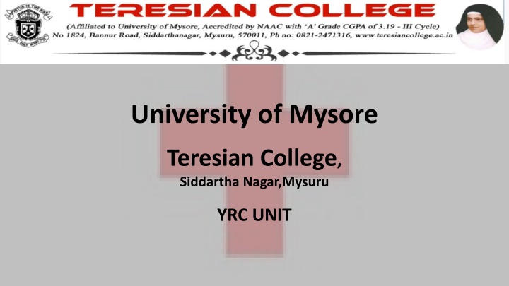 Youth Red Cross Activities at University of Mysore Teresian College
