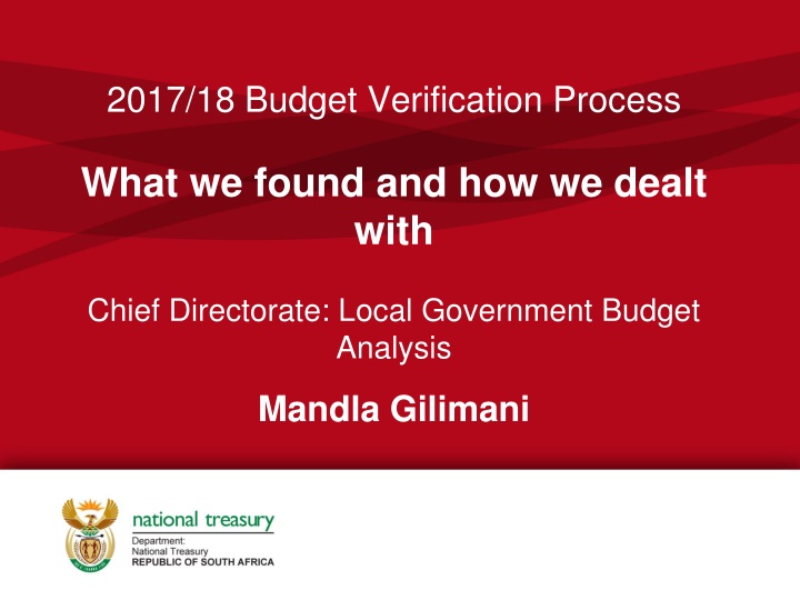 Budget Verification Process in Local Government Analysis - Findings and Resolution