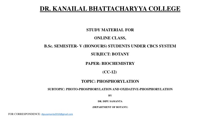 Photophosphorylation and Oxidative Phosphorylation in Biochemistry