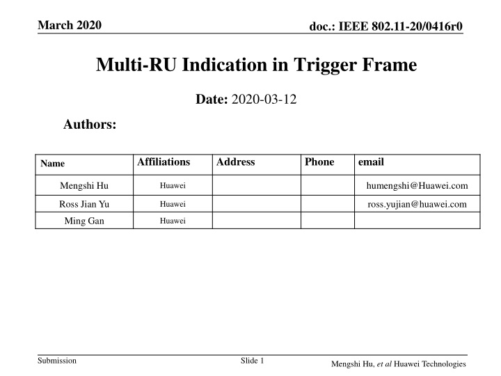Multi-RU Indication in Trigger Frame for IEEE 802.11
