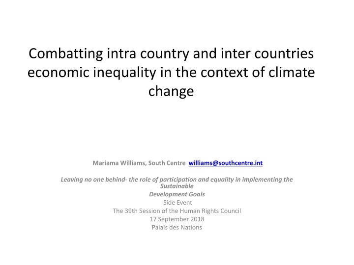 Addressing Economic Inequality in the Face of Climate Change Challenges