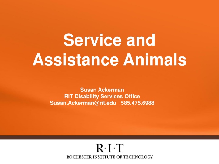 Service and Assistance Animals Guidelines at RIT