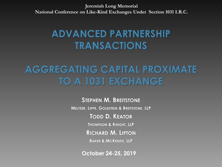 Advanced Partnership Transactions in 1031 Exchange Conference Insights