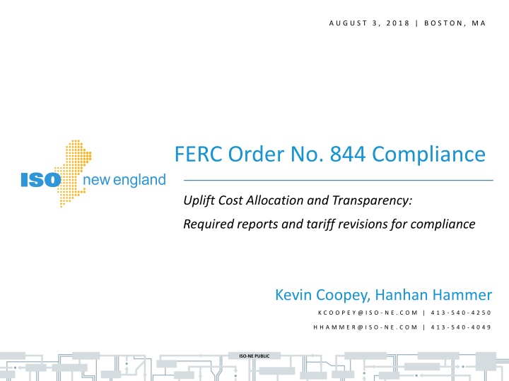 FERC Order 844 Compliance: Uplift Cost Allocation and Transparency